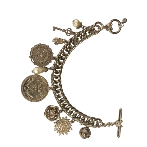 Boho Chic Rustic Gold Charm Bracelet for Women - Picture 3 of 4